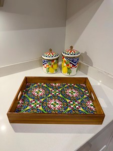 HANDICRAFTS ZONE HCZ-644 Luxury Durable Eco-Friendly Polished Solid Wooden Handcrafted Rectangle <b>Serving</b> <b>Tray</b> <b>Handles</b> Coffee - Product Image 6