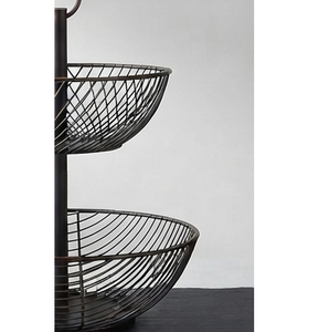 <b>Black</b> Wired High Quality Metal Wire Fruit <b>Basket</b> <b>With</b> Handle Stackable <b>Storage</b> Bowl For Kitchen Use - Product Image 3