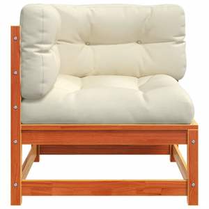 Sofá de patio de madera color cera marrón con cojines color crema para muebles de jardín - Product Image 6