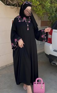 Black Embroidered Abaya With Beads Floral Pattern <b>Long</b> Sleeve Modest <b>Dress</b> <b>For</b> Women Daily Wear All Seasons abaya luxury dubai - Product Image 6