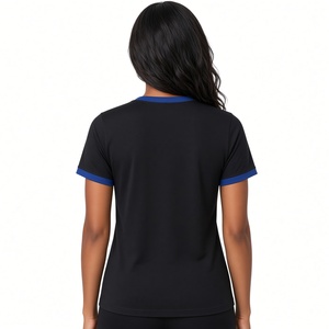 เสื้อยืด Zeta Phi Beta สำหรับผู้หญิง สีดำ แต่งขอบสีน้ำเงินรอยัล คอวี ปักอักษรกรีก เสื้อสตรีชมรม แขนสั้น สำหรับฤดูร้อน - Product Image 3
