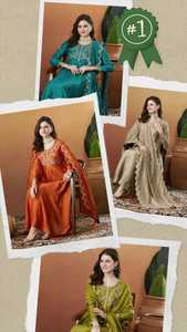 ชุดเดรส Anarkali ดีไซน์เนอร์คุณภาพมาตรฐาน 3 ชิ้น พร้อมงานปักเลื่อม ชุดแต่งงานสำหรับส่งออกทั่วโลก - Product Image 5