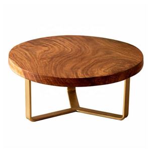 Rustic Round Wood Eco-Friendly Cake <b>Stand</b> Natural Wood Slices Sturdy Metal Base <b>Cupcake</b> Display Tray for Weddings Parties Events - Product Image 4