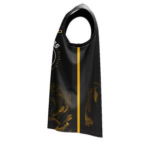 Custom Sublimated Basketball Jersey Sleeveless Black Floral <b>Rose</b> Design V-Neck Unisex Moisture Wicking Tank <b>Top</b> - Product Image 6