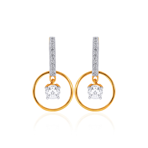 Boucles d'oreilles en or jaune 18 carats, boucles d'oreilles pendantes en forme de larme Marquise, boucles d'oreilles en diamant cultivé en laboratoire, bijoux en diamant taille ronde - Product Image 1