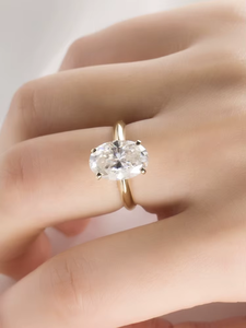 Anillo de Compromiso con Diamante de Corte Ovalado, Estilo Clásico para Mujer, Oro Sólido de 18K, Certificado GIA, Color D Natural - Product Image 4