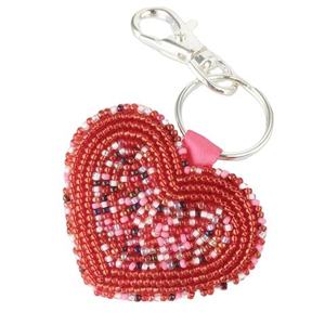 Boho Ethnic Style Indian Handmade Beaded <b>Bag</b> <b>Charm</b> Keychain Woven Heart Handcrafted Souvenir Unique Accessory Local Artisans - Product Image 1