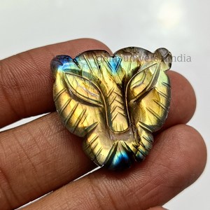 Cabochon en labradorite naturelle sculpté en forme de tête de lion, pierre précieuse sculptée à la main en forme de lion pour la fabrication de bijoux, vente en gros, fournisseur en vrac - Product Image 2