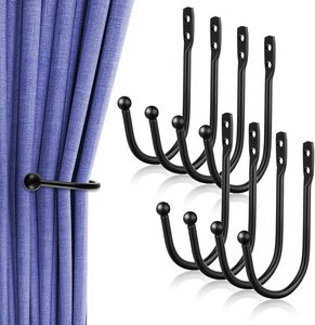 Black U-Shape <b>Curtain</b> Holdbacks <b>Wall</b> Hooks - Product Image 1