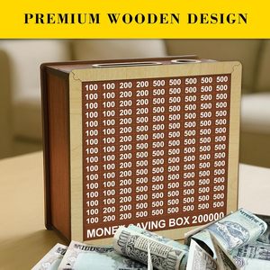 Caja de Ahorro para Niños y Adultos |   Hucha de madera con cerradura |   Hucha de gran tamaño con objetivo de 2 lakh |   Caja de Ahorro de 1 Lakh - Product Image 2