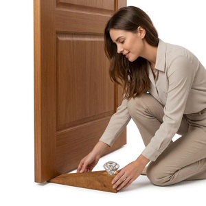 Wooden <b>Door</b> Stopper with Crystal Knob Rustic Design Floor Mount Entry Use Durable - Product Image 4