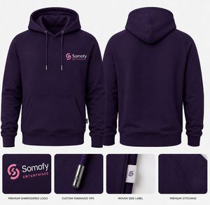 Sweat-shirt à capuche pour femme Somofy, 100 % coton, tissu tricoté, logo imprimé par transfert thermique, broderie frontale, coupe classique, hiver - Product Image 1