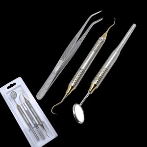 Kit de Instrumentos Dentales Manuales de Acero Inoxidable con Empuñadura Ergonómica, Espejo Bucal, Pinzas y Explorador Curvo para Examen y Limpieza Oral - Product Image 6