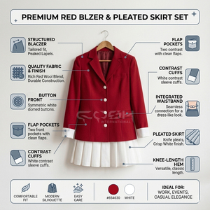 Blazer Rojo Estilo Preppy para Mujer, Ropa Griega Delta Sigma de Cosh International, Prenda Exterior Informal de Color Sólido, Tejido de Poliéster - Product Image 5