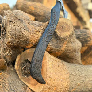 Hacha de inspiración vikinga con mango de madera hecho a mano, herramienta para camping y carpintería, regalo nórdico rústico - Product Image 5