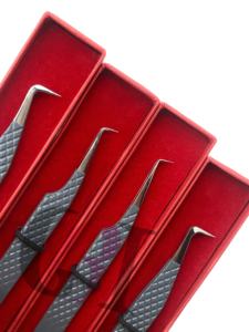 แหนบต่อขนตาสแตนเลสเคลือบสีเทาคุณภาพสูง 90 องศา พร้อมโลโก้สั่งทำพิเศษ อุปกรณ์เสริมความงาม - Product Image 2