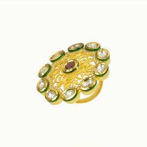 adjustable classic <b>finger</b> <b>ring</b> with gold plated jewelry 8535 Aqua - Product Image 2