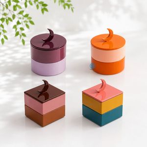 Eco Friendly Color Block Lacquer <b>Gift</b> Box With Crescent Lid For <b>Eid</b> Ramadan Candy Chocolate Favor Box Wholesale Handmade - Product Image 1