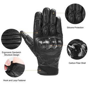 Gants de moto en cuir à manchette courte, gants de moto d'hiver à écran tactile pour hommes, gants de course, logo personnalisé OEM - Product Image 4