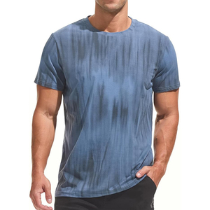 Men's Tie-Dye Short Sleeve T-<b>Shirt</b> O-Neck Regular Fit Knitted Casual Blue Patterned Top - Product Image 2