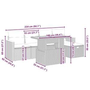 Conjunto de Sofá de Jardín de Ratán Sintético PE Beige de 6 Plazas con Patas Ajustables, Conjunto de Muebles de Jardín - Product Image 4