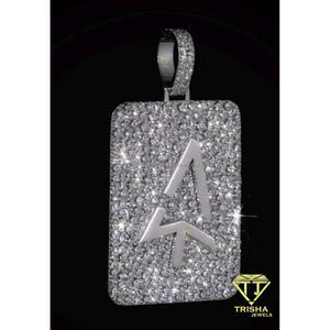 Colgante Rectangular con Diamantes Cultivados en Laboratorio, Plata de Ley 925, Tono Oro Amarillo, Joyería Hip Hop de Lujo - Product Image 3