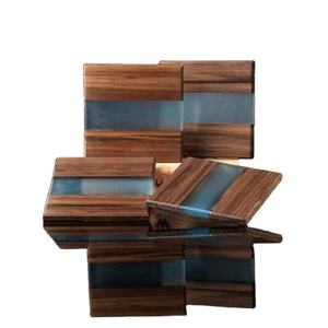 Handmade Resin & Wood Coasters Wood Resin Mats Pads Round Home Hotel Natural Round Epoxy Resin Acacia <b>Kitchen</b> <b>Accessories</b> - Product Image 6