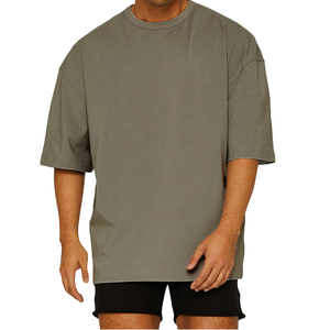 T-shirt décontracté pour homme à col rond ultra doux, coupe oversize, épaules tombantes, en coton lourd 100% respirant, avec impression de logo personnalisé - Product Image 1