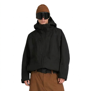 Chaqueta de Esquí Negra con Capucha para Hombre, de Alta Calidad, Estilo Deportivo, Color Sólido, Ropa Térmica, Material de Poliéster - Product Image 1