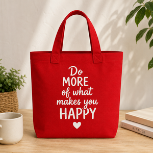 Sac fourre-tout en toile de coton rouge AMANI 14x14x4 pouces, impression sérigraphiée, pour le shopping, avec poignée renforcée de 8 pouces, pour faire plus et devenir plus heureux - Product Image 5