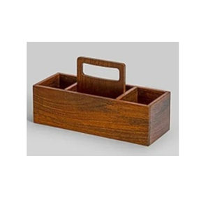 Organizador de Madera con Forma de Hoja Pulida Hecho a Mano con Asa, Ecológico, de 3 Compartimentos, Moderno, para Vajilla y Decoración del Hogar - Product Image 1