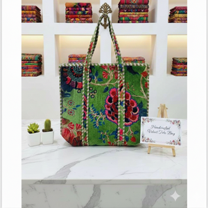 Bolso de Viaje y Compras Personalizado para Mujer, Ligero, de Terciopelo, Estilo Bohemio Vintage, para Primavera/Verano, Multitemporada, con Forro de Lona y Cierre de Cremallera - Product Image 3