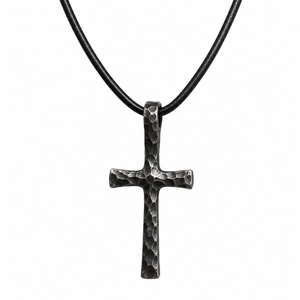 Collier en acier au carbone forgé à la main, pendentif rustique fait main avec artisanat traditionnel de forgeron, bijoux de style vintage - Product Image 1
