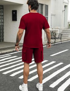 Mens Short Sets 2 Piece Outfits Short Sleeve Crewneck Summer <b>T</b> Shirt and Drawstring Casual <b>Track</b> Shorts Set - Product Image 4