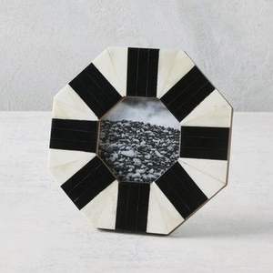 Modern Geometric Abstract Resin Photo <b>Frame</b> <b>Black</b> and White for Tabletop and Wall Hanging Wood <b>Frames</b> - Product Image 1