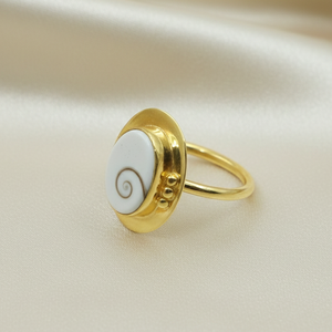 Natural Shiva Eye Shell <b>Ring</b> 925 Sterling <b>Silver</b> Brass Ball Handmade <b>Statement</b> <b>Ring</b> Rose Gold Yellow Gold Plated Jewelry - Product Image 2