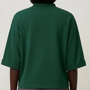 T-shirt vert à col rond pour femme, coupe ample, avec logo imprimé, haut décontracté à manches courtes en tricot, à porter en toutes saisons - Product Image 4