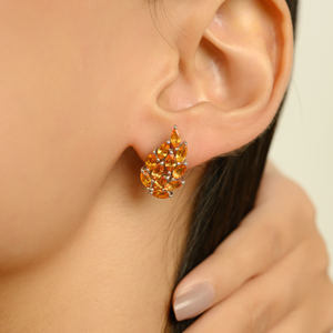 Nouvelles boucles d'oreilles en argent S925 au design exquis en forme de feuille brillante, taille marquise, pierre précieuse citrine 100% authentique, bijoux fins - Product Image 4