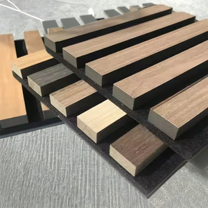 Panneaux muraux à lattes en MDF chêne clair et bois d'hévéa, feutre acoustique insonorisant moderne pour décoration intérieure, étanches pour salon - Product Image 1