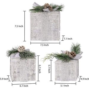 Set di 3 Scatole Regalo Luminose Natalizie con 60 LED Pre-Illuminati, Ornamenti Bianco Caldo per Decorazioni Esterne - Product Image 2