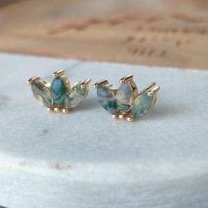 Pendientes de Plata de Ley 925 con Ágata Musgosa en Forma de Marquesa, Piedra Preciosa Natural, Inspirados en la Naturaleza Botánica, Joyería Linda para Mujer - Product Image 4