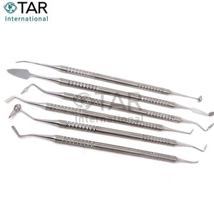 Dental Filling Spatulas Set of 6 Plated Heads Knurled Handles Composite Resin Restoration Thick Handle Design - Product Image 2
