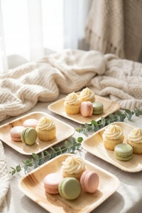 Assiettes carrées en feuilles de palmier résistantes à la chaleur, 10 pouces, vaisselle naturelle pour aliments chauds et réchauffage au micro-ondes, utilisation dans les hôtels et les restaurants - Product Image 1