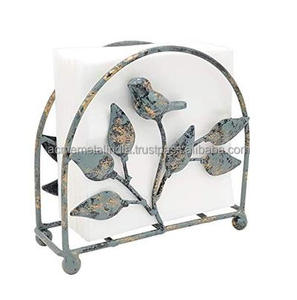 Servilletero elegante independiente de hierro fundido pájaro y árbol con diseño vintage perfecto para mesa, oficina y decoración del hogar - Product Image 1