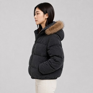 Wholesale Stylish Winter Long Zipper Women's Customized Logo Printing Parka Bubble Bomber Style Breathable - Product Image 2