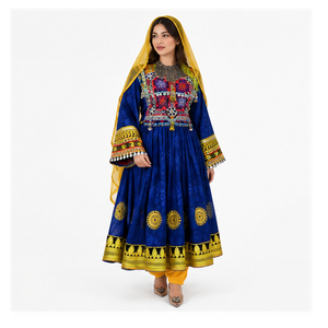 High Quality Tribal Traditional Afghan Kuchi Sequined Lace Zippers Button Embroidered Vintage Knee Length Afghan Kuchi Dress - Product Image 2
