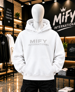 Premium <b>White</b> Oversized Pullover <b>Hoodie</b> for <b>Men</b> Custom Logo Fleece <b>Hoodie</b> Kangaroo Pocket Wholesale <b>Hoodie</b> - Product Image 1