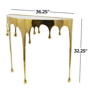 Modern Coffee <b>Table</b> With Drip Design <b>Mirrored</b> Glass Top Contemporary Living Room Furniture 36.25x32.25 Inches - Product Image 1