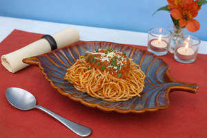 Large Leaf Shape <b>Ceramic</b> Pasta <b>Plate</b> Handmade Glazed Serving Platter for Pasta, Salad & Snacks Home, Restaurant & Gifting - Product Image 2