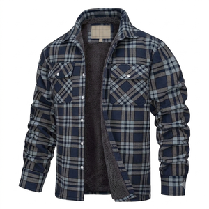 Veste en polaire à carreaux à manches longues pour homme, coupe ajustée, grande taille, respirante, coupe-vent, imperméable, % coton, toutes saisons, OEM personnalisé - Product Image 1